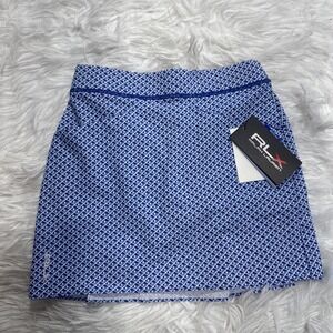 RLX Ralph Lauren Junior Girl's 6X Golf Tennis Skort Blue Graphic Print Pleat New